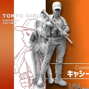 1/24 zestawu żywicy (75 mm) Tokyo Girl Military Series Resin Soldier Self-assembled A-032