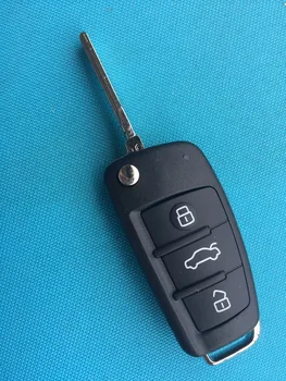 10 szt./lot klucz samochodowy Shell Blank dla Audi Q7, A3 A4 A6 A6L A8 TT 3 przycisk zdalnego klucza klapki, składany pilot etui Uncut no logo