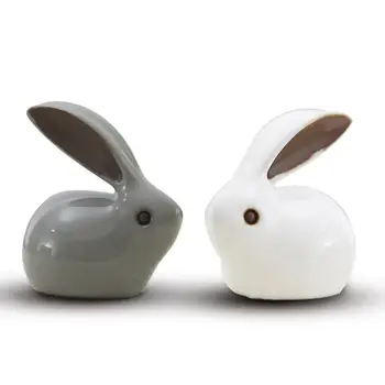 2 szt./kpl. mini królik herbata figurki zwierząt domowych ceramiczne zwierzęta królik sztuka i rzemiosło wspaniały ogród miniatury dekoracje domu, prezenty