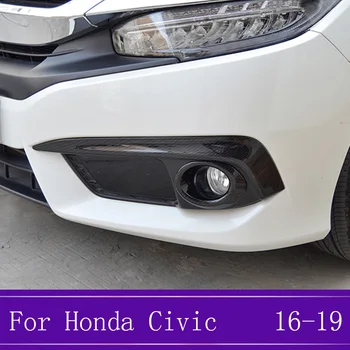 2 szt./kpl. z włókna węglowego przedni reflektor przeciwmgłowy pokrywa lampy wykończenie casting stylizacji aut pasuje do Honda Civic 10th 2016 2017 2018 2019