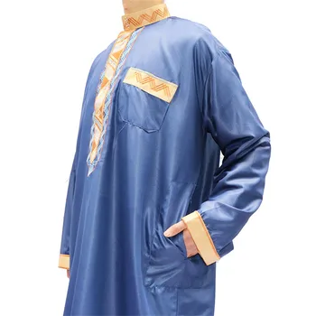 2018 New Muslim Men Long Sleeve Thobe Islamic Clothing Saudi Arab Moslim Jurk Mens Clothing Kaftan Thobe #D760