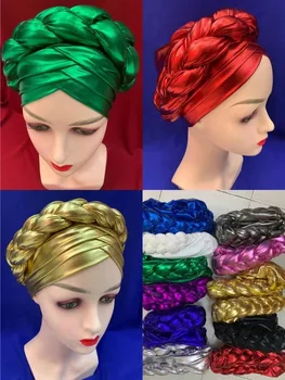 2020 afrykańskie wiklinowe turbany dla kobiet auto gele headties nigerii damskie turbany, czapki krzyż gotowe do włożenia głowy okłady kaptur