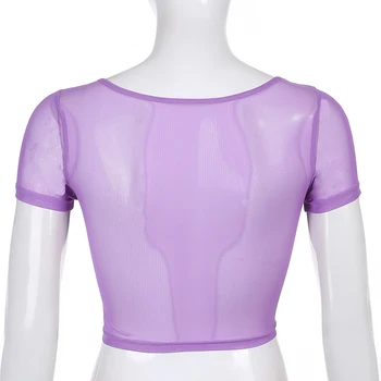 2021 Sexy Gothic V neck patchwork krótka koszulka Damska odzież uliczna krótkie topy szczupły łuk Y2K letnia fioletowa koszula z krótkim rękawem