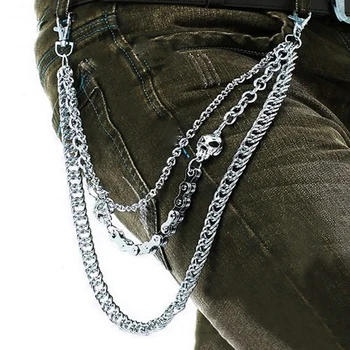 3 warstwa talii punk portfel łańcuchy męskie breloki czaszka rowerzysta link hak spodnie Spodnie pas łańcucha biżuteria dla chłopców