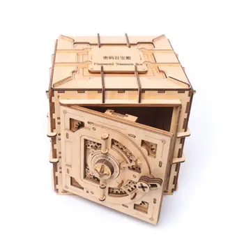 3D puzzle drewniane hasło skrzynia skarbów mechaniczne puzzle DIY zmontowany model prezenty na Walentynki