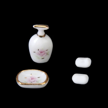 8 szt. 1/12 domek dla lalek miniaturowe akcesoria łazienkowe przybory toaletowe Róża Kwiat ceramika