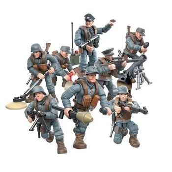 8 szt./kpl. City Army Soldies Building Blocks programem simulated Battlefield SWAT Action Figures with Guns Models Bricks Toys for Boys Gift
