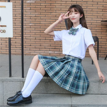 Damska spódnica w fałd JK Uniform Harajuku Preppy Style komórkowe spódnice kochanie japoński mundurek szkolny z wysokiej talii spódnica Kawaii