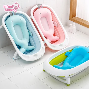 Dziecięca połyskującą plac prysznic, wanna mata łazienkowa antypoślizgowa siedzisko do kąpieli wsparcie dziecięcej kąpieli-mata miękka poduszka prysznic noworodka bezpieczna obsługa wanny