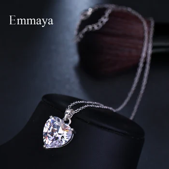 Emmaya marka moda elegancja urok AAA sześciennych Cyrkon regulowany serce naszyjnik dla kobiet wspaniałe biżuteria ślub prezent