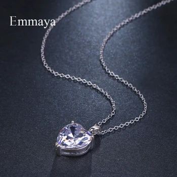 Emmaya marka moda elegancja urok AAA sześciennych Cyrkon regulowany serce naszyjnik dla kobiet wspaniałe biżuteria ślub prezent