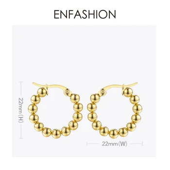 ENFASHION małą metalową kulkę Hoop kolczyki dla kobiet złoty kolor stal nierdzewna duże koło pętli kolczyki moda biżuteria prezenty 1060