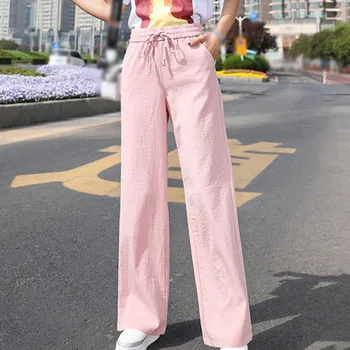 ETOSELL szerokie proste spodnie kobiety koronki Wysoka talia, długie spodnie koreańskie temat codziennych plus rozmiar spodni