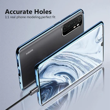 Etui Dla Xiaomi Mi Note 10 Case Lite Dual Tempered Glass Metal Magnetic Hard Cover For Mi Note 10 Lite Case Ochronna, Zderzak
