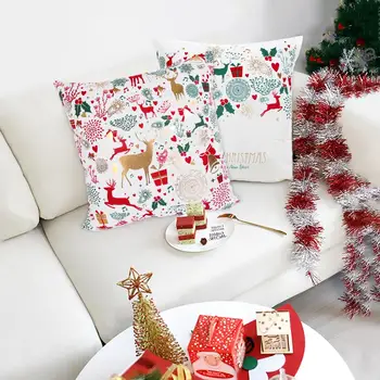 FENGRISE ramkowym lub 45 x 45 Świąteczna poszewka Biała brązująca poszewka poduszki poszewka bawełna pościel poszewki wystrój domu
