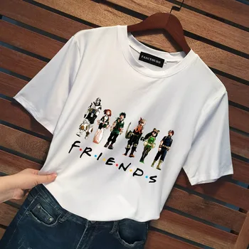 Japońska Anime Koszulka My Hero Academia Friends Cartoon Printing T Shirt Casual Graphic Tee Tops