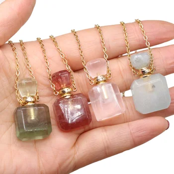 Kamień naturalny butelki perfum naszyjnik półszlachetne zawieszenia dla eleganckich kobiet, miłość, romantyczny prezent 60 cm