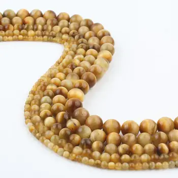 Kamień naturalny złoto żółte tygrysie oko koraliki okrągłe temat dystansowe koraliki do tworzenia biżuterii DIY bransoletki kolczyki 15