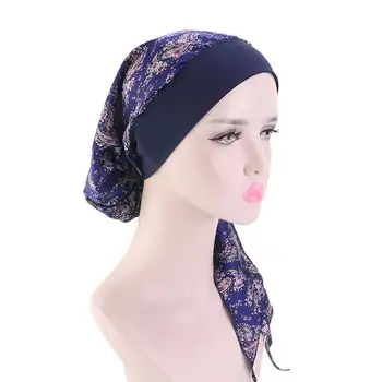 Kobiety bawełna oddychać nowy kapelusz damski zimowy turban kapelusz elastyczny materiał nakrycia głowy kapelusz panie akcesoria do włosów muzułmański szalik czapka