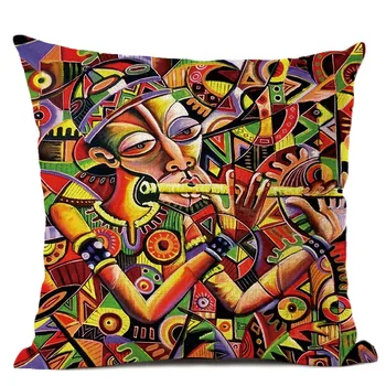 Kolorowy Streszczenie Afryki Malarstwo Sztuka W Domu Dekoracyjny Sofa Rzucić Poszewkę Egzotyczny Afrykański Styl Życia Bawełna Pościel Poszewka