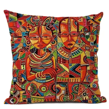 Kolorowy Streszczenie Afryki Malarstwo Sztuka W Domu Dekoracyjny Sofa Rzucić Poszewkę Egzotyczny Afrykański Styl Życia Bawełna Pościel Poszewka