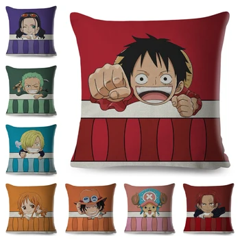 Kreskówka One Piece Luffy poszewka pościel 45*45 cm pokrowce na kanapy Home Car Decor Japan Anime Lovely Pillowcase