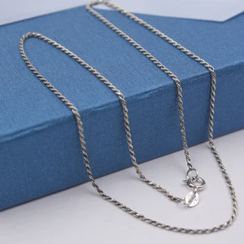 New Fine S925 Pure Silver Chain Women Men 1.3 mm Rope chain Link 18inch 3-4g
