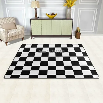 Niestandardowe komórkowe maty antypoślizgowe maty pokrywa czarny biały wzór szachownicy mata nowoczesny dywan do pokoju gier salonie
