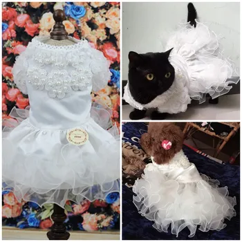 Petalk Cat Dog Wedding Dress for Pet Princess Luxury Small Medium Large Dogs Bride Dress Pet Costume Clothes XS ~4XL