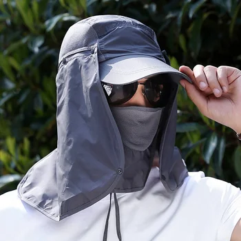 Rybackie czapki klapa Mężczyźni Kobiety szybkoschnący osłona przeciwsłoneczna ochrona przed UV wymienny pokrowiec do twarzy, szyi piesze wycieczki kemping, odzież sportowa, akcesoria