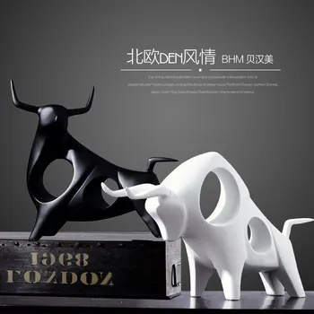 Skandynawski Twórczy Wkład Nosorożec Czarny Bydło Bull Świąteczne Figurki Akcesoria Do Dekoracji Domu Patrz Rysunki Decorativas Hogar