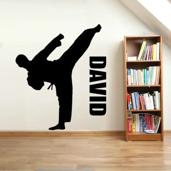 Spersonalizowane Nazwa Taekwondo Winylowa Naklejka Naklejki Na Ścianę Malowanie Artystyczne Chłopiec Wystrój Pokoju