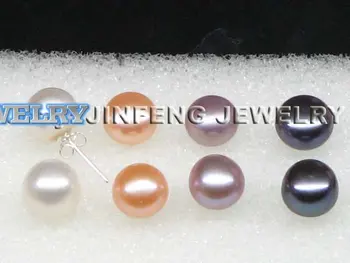 Sprzedaż hurtowa 40 par 9-10 mm słodkowodne perły kolczyki Stud 925 srebro bezpłatna wysyłka