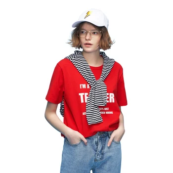 Toyouth Harajuku Letter Printed Damskie koszulki BF Wind koszulka z krótkim rękawem damskie letnie topy temat O-neck Camisetas Mujer