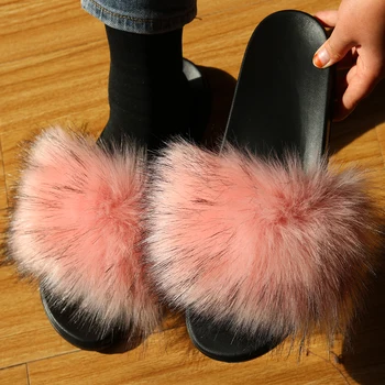 VOTODA damskie futrzane kapcie zimowe ciepłe kapciuszki ze sztucznego futra kapcie futrzane kapcie pluszowe buty puszyste kobiety zjeżdżalnie z futra szopa