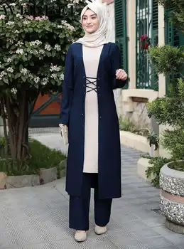 WEPBEL Kobiet muzułmańskich, długa suknia Abaya 3 szt. Zestaw długi szlafrok + spodnie bliskowschodnia Islamski Arabska modlitwa odzież