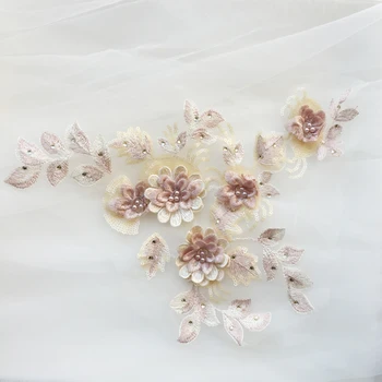 Wielokolorowy frezowanie 3D stereo kwiat patch gorące wiercenie koronki hafty kwiat ślubny szal akcesoria do ubrań RS2242
