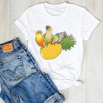 Women Lady Pineapple Bird Cute cartoon Fruit Beach Ladies Summer T Tee Tshirt Kobiet Female Top Shirt Clothes Graphic T-shirt