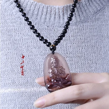 Wysokiej jakości, naturalny, czarny lód Obsydian rzeźbione Budda szczęśliwy amulet naszyjnik dla kobiet męskie wisiorki biżuteria