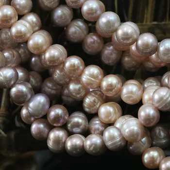Wysokiej klasy 9-10 mm naturalne perły słodkowodne, okrągły, fioletowy urocze koraliki gorąca sprzedaż kobiet biżuteria robi 15 cali B1381