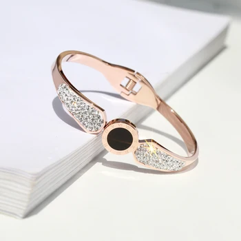 YUN systemu RUO 2018 Nowa dostawa super błyszczący Kryształ bransoletka różowe złoto kolor 316l tytan stal biżuteria kobieta nigdy nie znikną koreański styl