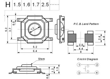1000szt 4x4x6mm przyciskowy przełącznik miedź H=6 mm 4*4*6 mm 4*4*6.0 mm SMD Micro Switch Tact Switch NEW 4x4x6mm 5.2x5.2x6.0mm