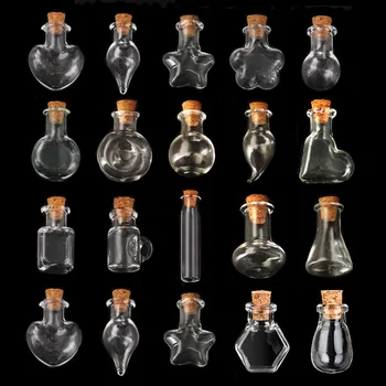 (100szt) 1-2 ml mini-butelki szklane pamiątki pamiątka Urok szklana butelka z korkiem DIY Wish zawieszenia