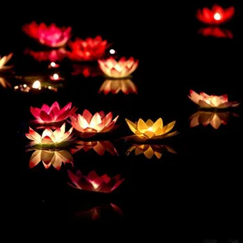 10szt romantyczne lampy lotosu,chcąc wody pływające światło świecy,urodziny, wesele dekoracja partii,Darmowa wysyłka.