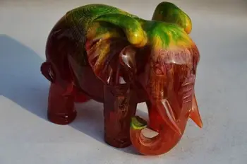 16,5 cm * / gumtree rzadki Bursztyn ręcznie rzeźbiony posąg słonia świata zewnętrzny rzemiosła dekoracji domu