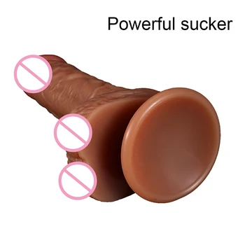 19 cm podwójna warstwa miękki silikonowy wibrator realistyczny sztuczny penis członek przyssawka mężczyzna kobieta masturbator dorosłych sex zabawki wibratory