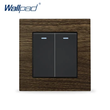 2 Gang 1 Way Switch Wallpad Home Wall Light Switch Wood Metal Push Button Switchers Interrupteur 2 Way Rocker Switch Lampa