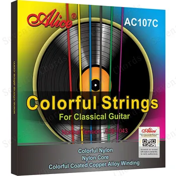 2 Set Alice A107C Colored Nylon Classical Guitar String set 1st-6th(028-043) Rainbow Colorful Color Classical Guitar String