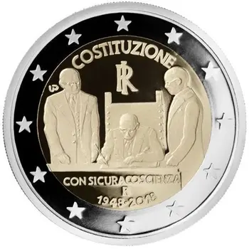 200-lecie Konstytucji Włoch 2018 roku 2 euro prawdziwe oryginalne monety True Euro Collection pamiątkowe monety Unc