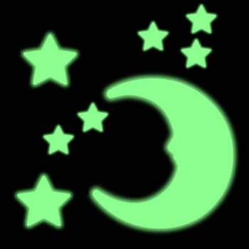 200 szt./paczka jaśniejący Księżyc gwiazda naklejki ścienne sypialnia sofa fluorescencyjne naklejki pvc świecą w ciemności zabawki dla dzieci-decor